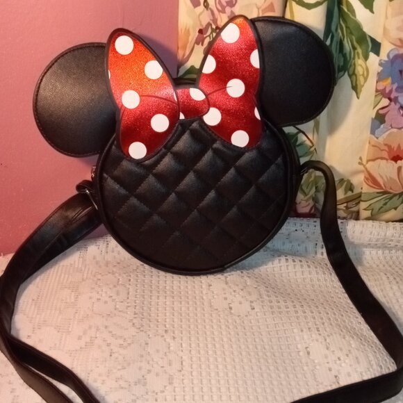 Disney Minnie Mouse Girls Fashion Red and Black Mini-Backpack and Girls Purse - Picture 12 of 16